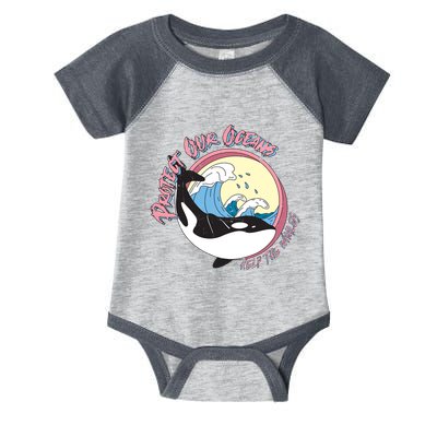 Respect Our Oceans Help The Whales Distressed Vintage Orca Infant Baby Jersey Bodysuit