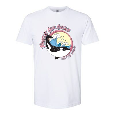 Respect Our Oceans Help The Whales Distressed Vintage Orca Softstyle® CVC T-Shirt