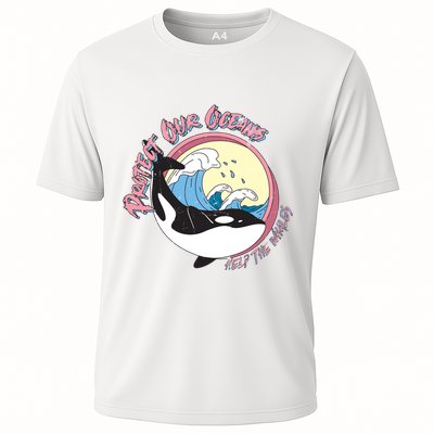 Respect Our Oceans Help The Whales Distressed Vintage Orca Performance Shirt