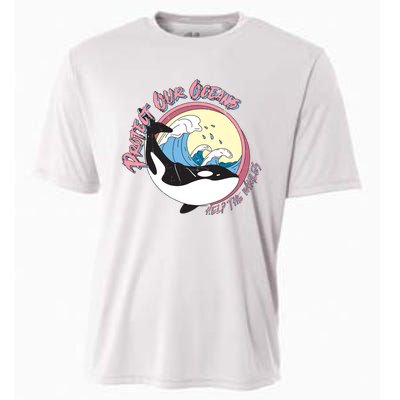 Respect Our Oceans Help The Whales Distressed Vintage Orca Cooling Performance Crew T-Shirt