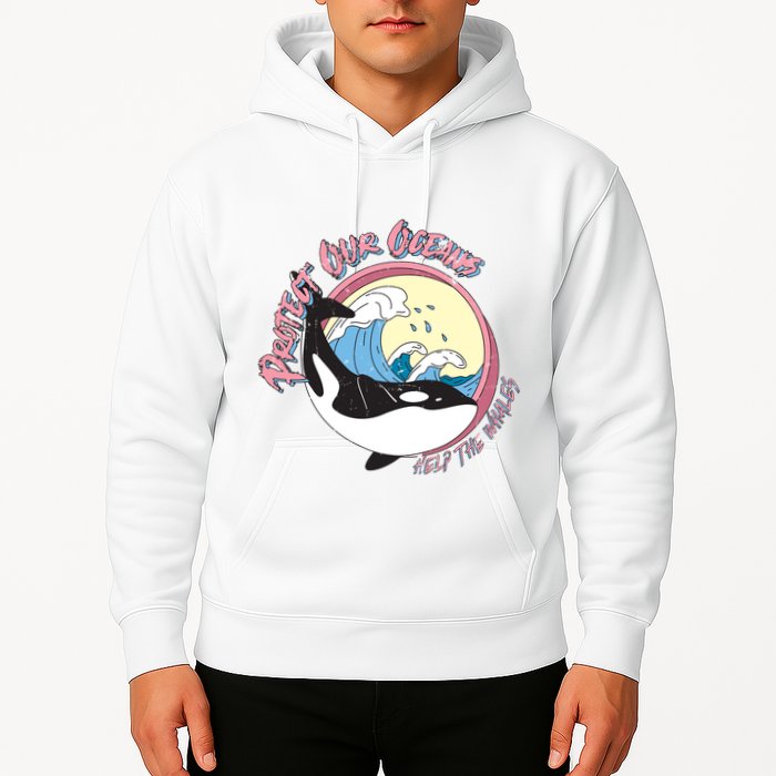 Respect Our Oceans Help The Whales Distressed Vintage Orca Hoodie
