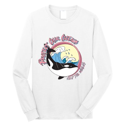 Respect Our Oceans Help The Whales Distressed Vintage Orca Long Sleeve Shirt