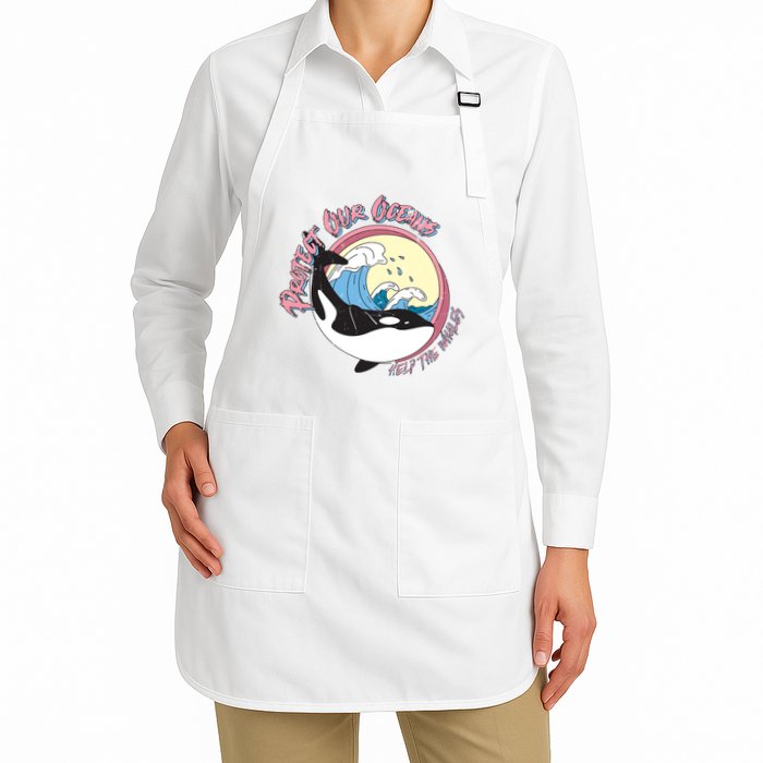Respect Our Oceans Help The Whales Distressed Vintage Orca Apron
