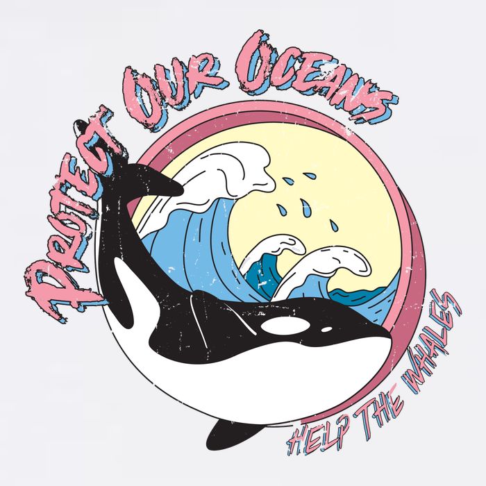 Respect Our Oceans Help The Whales Distressed Vintage Orca Apron