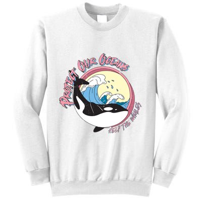 Respect Our Oceans Help The Whales Distressed Vintage Orca Sweatshirt