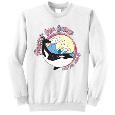 Respect Our Oceans Help The Whales Distressed Vintage Orca Sweatshirt