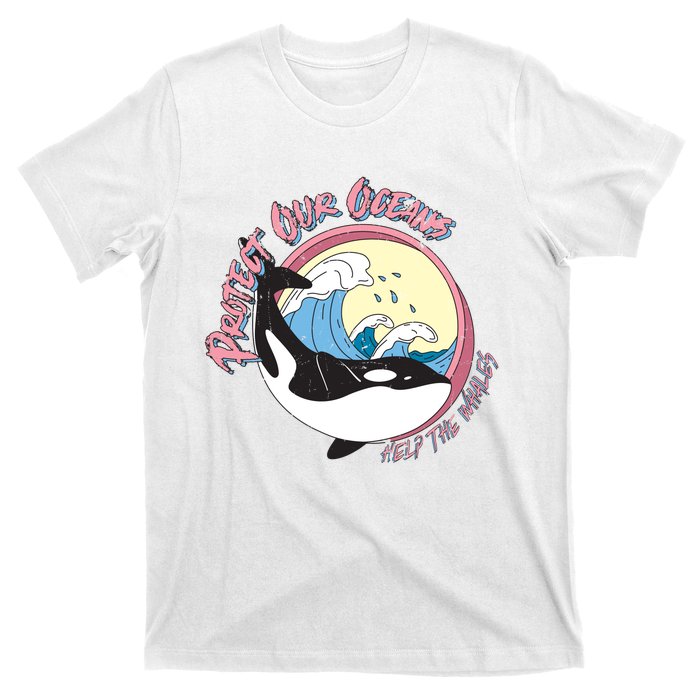 Respect Our Oceans Help The Whales Distressed Vintage Orca T-Shirt