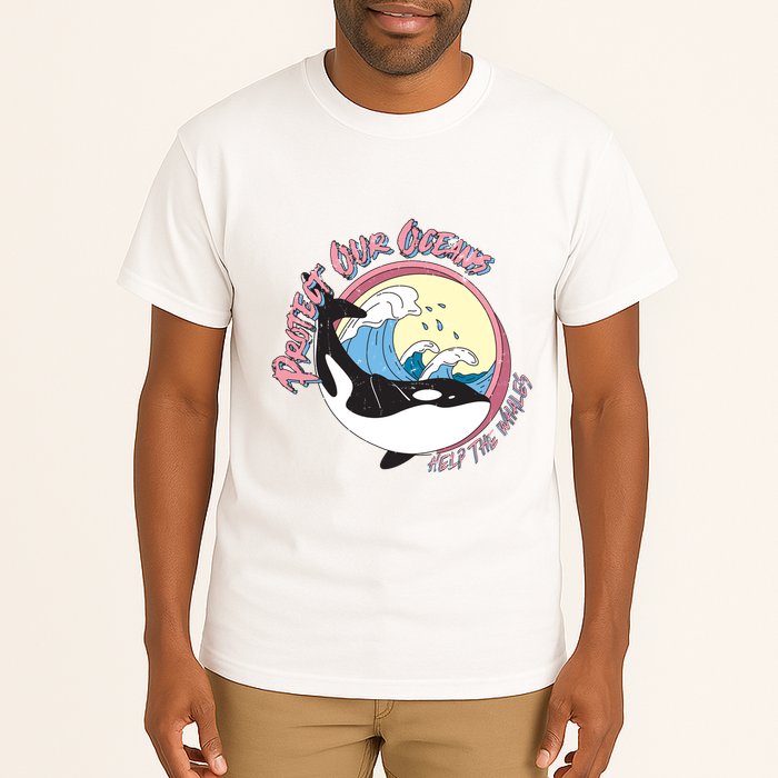 Respect Our Oceans Help The Whales Distressed Vintage Orca Tall T-Shirt