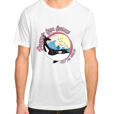 Respect Our Oceans Help The Whales Distressed Vintage Orca Adult ChromaSoft Performance T-Shirt