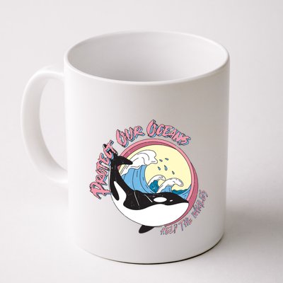 Respect Our Oceans Help The Whales Distressed Vintage Orca Mug