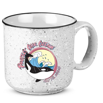 Respect Our Oceans Help The Whales Distressed Vintage Orca 15oz Campfire Ceramic Mug