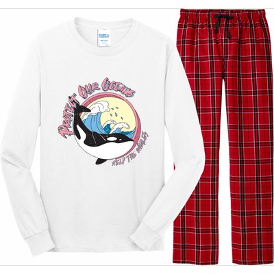 Respect Our Oceans Help The Whales Distressed Vintage Orca Long Sleeve Pajama Set