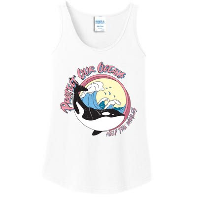 Respect Our Oceans Help The Whales Distressed Vintage Orca Ladies Essential Tank