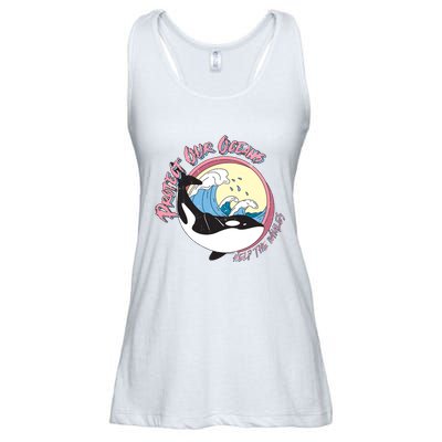Respect Our Oceans Help The Whales Distressed Vintage Orca Ladies Essential Flowy Tank