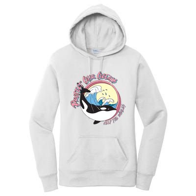 Respect Our Oceans Help The Whales Distressed Vintage Orca Women's Pullover Hoodie