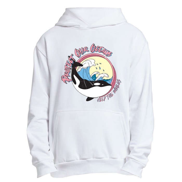 Respect Our Oceans Help The Whales Distressed Vintage Orca Urban Pullover Hoodie