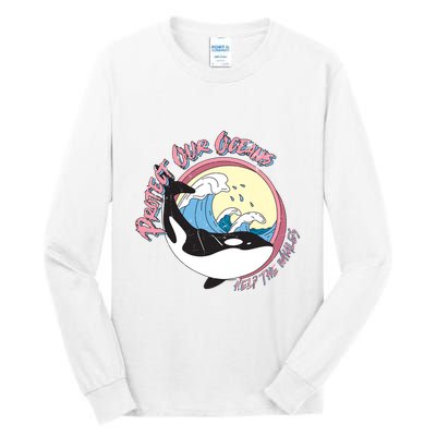 Respect Our Oceans Help The Whales Distressed Vintage Orca Tall Long Sleeve T-Shirt