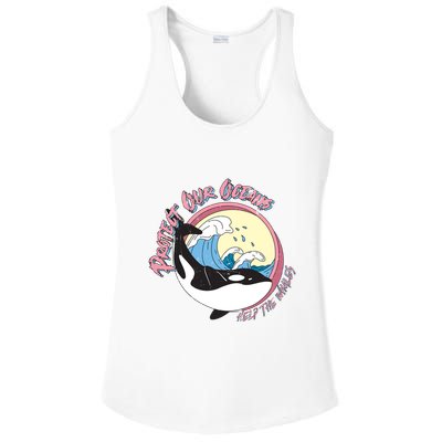 Respect Our Oceans Help The Whales Distressed Vintage Orca Ladies PosiCharge Competitor Racerback Tank