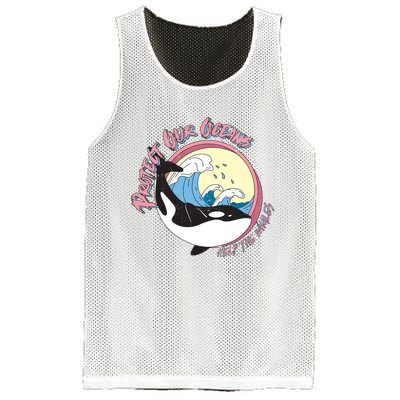 Respect Our Oceans Help The Whales Distressed Vintage Orca Mesh Reversible Basketball Jersey Tank