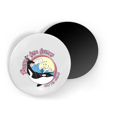 Respect Our Oceans Help The Whales Distressed Vintage Orca Magnet