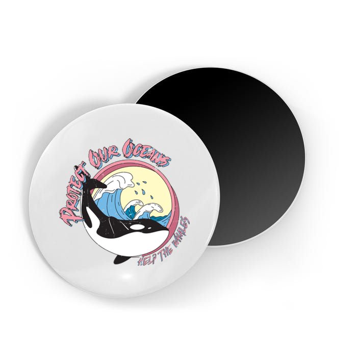 Respect Our Oceans Help The Whales Distressed Vintage Orca Magnet