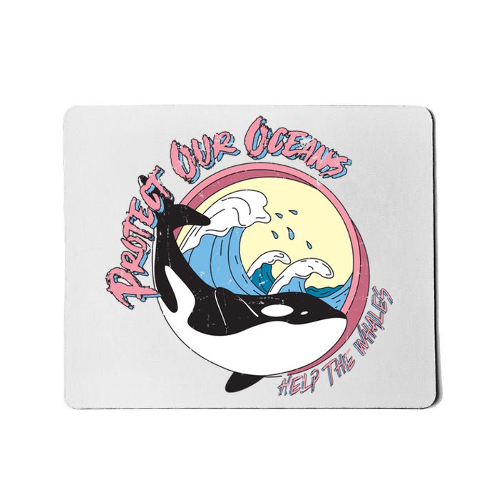 Respect Our Oceans Help The Whales Distressed Vintage Orca Mousepad