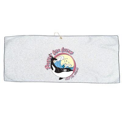 Respect Our Oceans Help The Whales Distressed Vintage Orca Large Microfiber Waffle Golf Towel