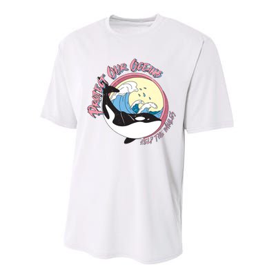 Respect Our Oceans Help The Whales Distressed Vintage Orca Performance Sprint T-Shirt