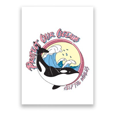 Respect Our Oceans Help The Whales Distressed Vintage Orca Poster