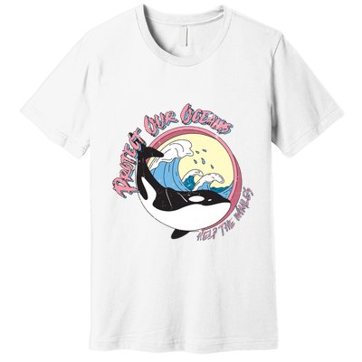 Respect Our Oceans Help The Whales Distressed Vintage Orca Premium T-Shirt