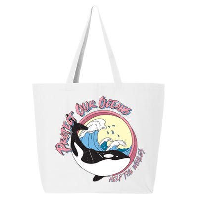 Respect Our Oceans Help The Whales Distressed Vintage Orca 25L Jumbo Tote