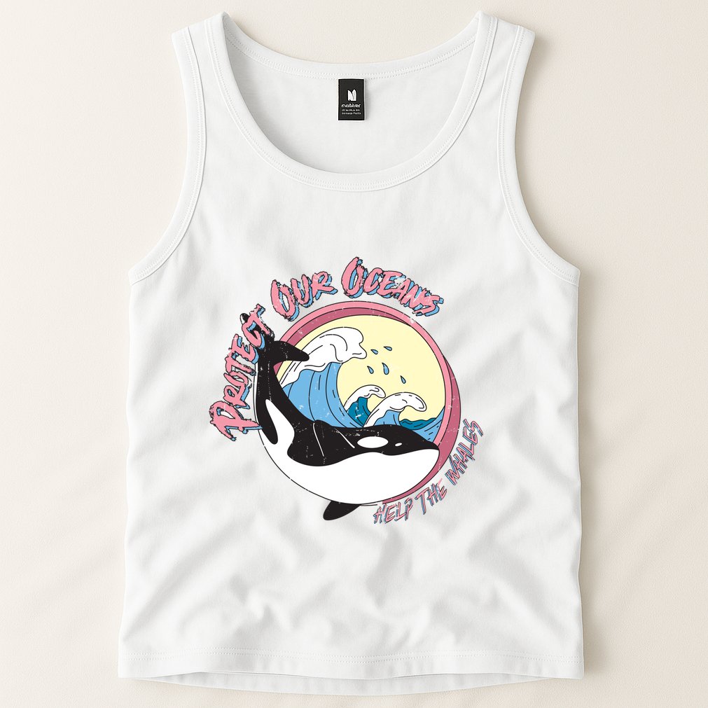 Respect Our Oceans Help The Whales Distressed Vintage Orca Tank Top
