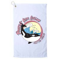 Respect Our Oceans Help The Whales Distressed Vintage Orca Platinum Collection Golf Towel