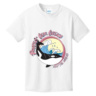 Respect Our Oceans Help The Whales Distressed Vintage Orca Kids T-Shirt