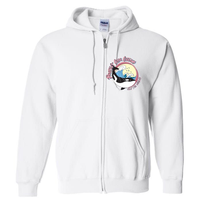 Respect Our Oceans Help The Whales Distressed Vintage Orca Full Zip Hoodie