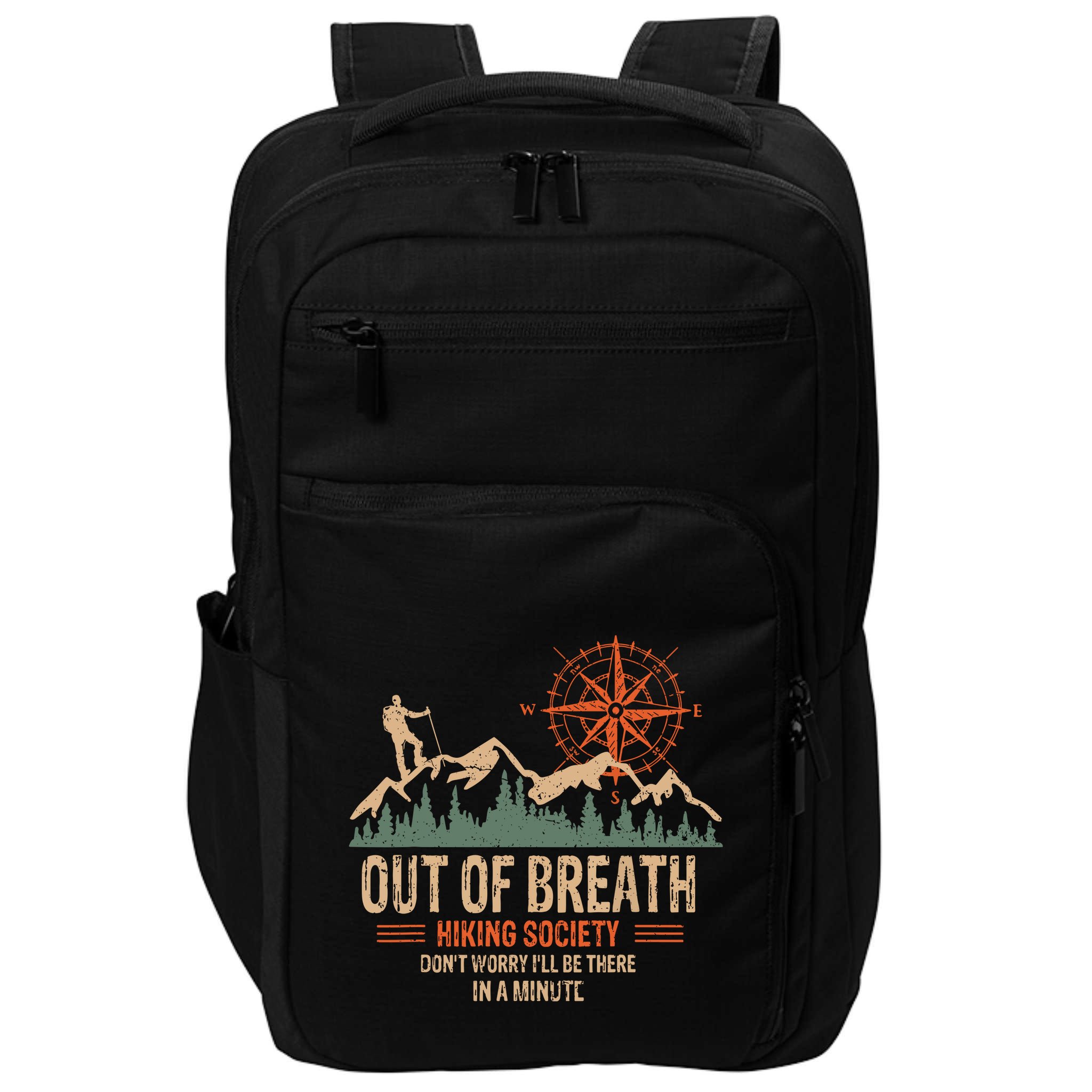 Retro Out Of Breath Hiking Society Gift For Hiker Impact Tech Backpack