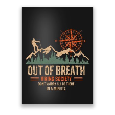 Retro Out Of Breath Hiking Society Gift For Hiker Poster