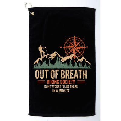 Retro Out Of Breath Hiking Society Gift For Hiker Golf Towel
