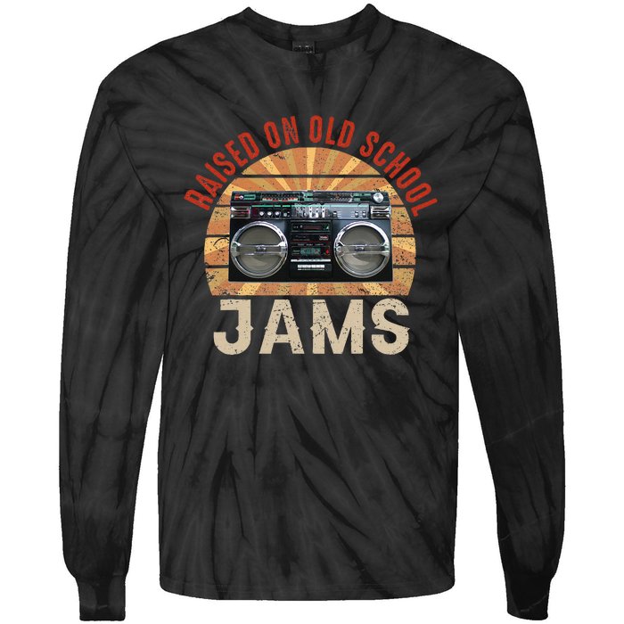 Raised On Old School Jams Hip Hop R&B Pop Rock 80s 90s Retro Tie-Dye Long Sleeve Shirt