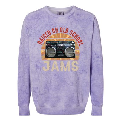 Raised On Old School Jams Hip Hop Colorblast Crewneck Sweatshirt