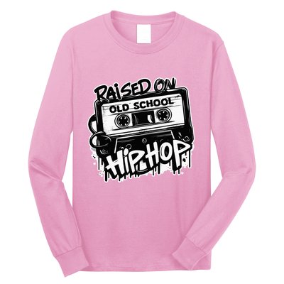 Raised On Old School Hip Hop Anniversary Cassette Graffiti Long Sleeve Shirt