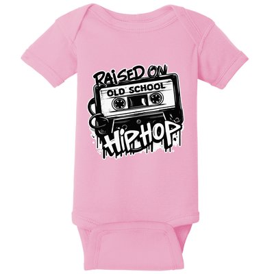 Raised On Old School Hip Hop Anniversary Cassette Graffiti Baby Bodysuit