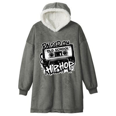 Raised On Old School Hip Hop Anniversary Cassette Graffiti Hooded Wearable Blanket