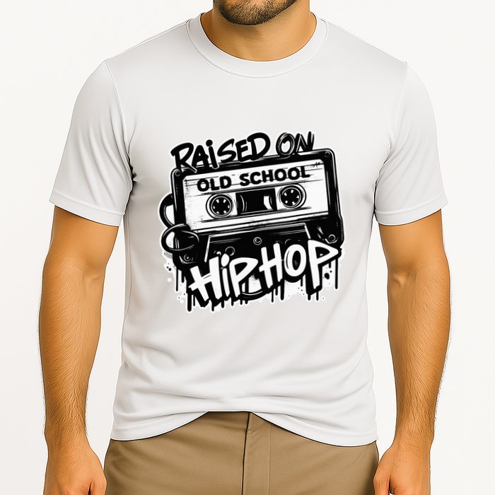 Raised On Old School Hip Hop Anniversary Cassette Graffiti Cooling Performance Crew T-Shirt