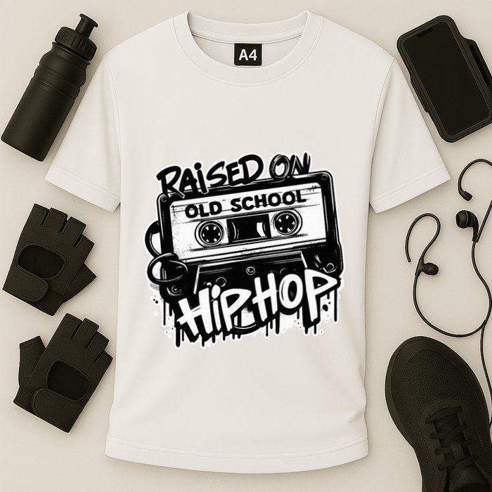 Raised On Old School Hip Hop Anniversary Cassette Graffiti Cooling Performance Crew T-Shirt