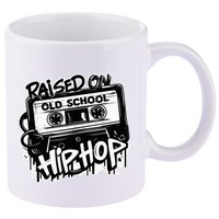 Raised On Old School Hip Hop Anniversary Cassette Graffiti 11oz C Handle Ceramic Mug