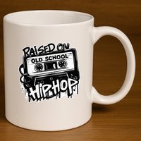 Raised On Old School Hip Hop Anniversary Cassette Graffiti 11oz C Handle Ceramic Mug