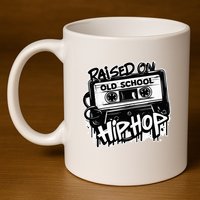 Raised On Old School Hip Hop Anniversary Cassette Graffiti 11oz C Handle Ceramic Mug