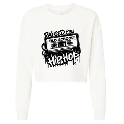 Raised On Old School Hip Hop Anniversary Cassette Graffiti Cropped Pullover Crew