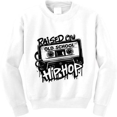 Raised On Old School Hip Hop Anniversary Cassette Graffiti Kids Sweatshirt